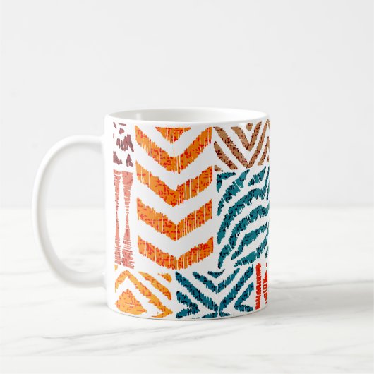 Patchwork texturen: Handgetekende dierenprint Koffiemok (Links)