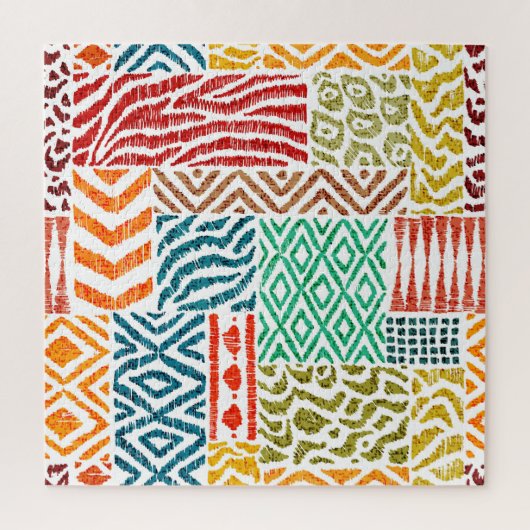 Patchwork texturen: Handgetekende dierenprint Legpuzzel (Verticaal)