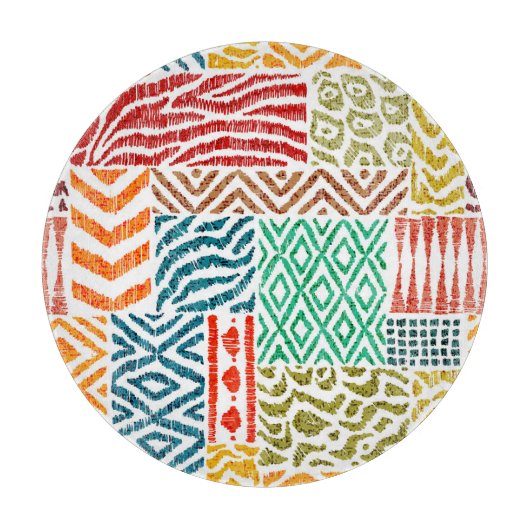Patchwork texturen: Handgetekende dierenprint Snijplank (Voorkant)