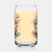 Patchwork theekop met grillige bloemen blikvorm glas (Rechts)