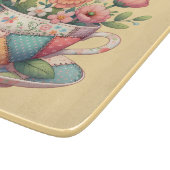 Patchwork theekop met grillige bloemen snijplank (Hoek)