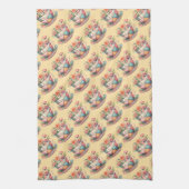 Patchwork theekop met grillige bloemen theedoek (Verticaal)