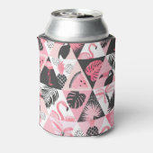 Patchwork Tropical: Flamingo Watermeloen Naadloos. Blikjeskoeler (Blikje Achterkant)