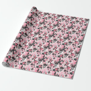 Patchwork Tropical: Flamingo Watermeloen Naadloos. Cadeaupapier