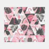 Patchwork Tropical: Flamingo Watermeloen Naadloos. Fleece Deken (Voorkant (Horizontaal))