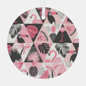 Patchwork Tropical: Flamingo Watermeloen Naadloos. Glas Ornament (Achterkant)