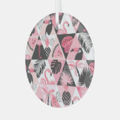 Patchwork Tropical: Flamingo Watermeloen Naadloos. Glas Ornament (Voorkant links)