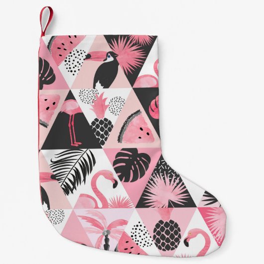 Patchwork Tropical: Flamingo Watermeloen Naadloos. Kleine Kerstsok (Voorkant)