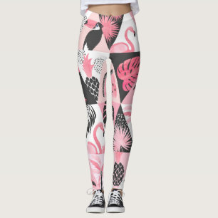 Patchwork Tropical: Flamingo Watermeloen Naadloos. Leggings