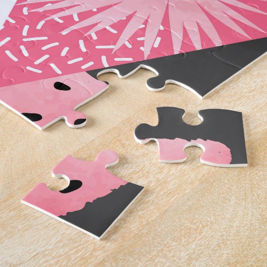 Patchwork Tropical: Flamingo Watermeloen Naadloos. Legpuzzel (Zijkant)