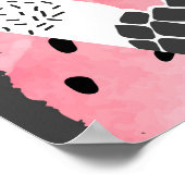 Patchwork Tropical: Flamingo Watermeloen Naadloos. Poster (Hoek)