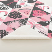 Patchwork Tropical: Flamingo Watermeloen Naadloos. Sherpa Deken (3/4)
