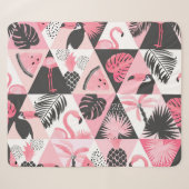 Patchwork Tropical: Flamingo Watermeloen Naadloos. Sherpa Deken (Voorkant (horizontaal))