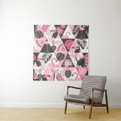 Patchwork Tropical: Flamingo Watermeloen Naadloos. Wandkleed (In situ)