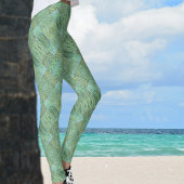 Patchwork Tropisch Water Boho Chic Aquamarijn Leggings