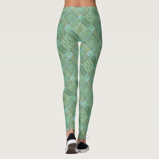 Patchwork Tropisch Water Boho Chic Leggings (Achterkant)