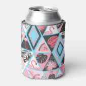 Patchwork tropische flamingo, palmpatroon. blikjeskoeler (Blikje Voorkant)