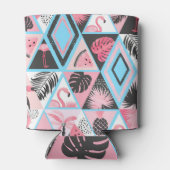 Patchwork tropische flamingo, palmpatroon. blikjeskoeler (Achterkant)