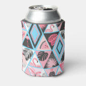 Patchwork tropische flamingo, palmpatroon. blikjeskoeler (Blikje Achterkant)