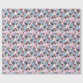 Patchwork tropische flamingo, palmpatroon. cadeaupapier (Vlak)