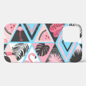 Patchwork tropische flamingo, palmpatroon. Case-Mate iPhone case (Achterkant (horizontaal))