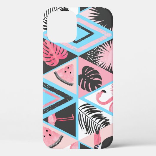 Patchwork tropische flamingo, palmpatroon. Case-Mate iPhone case (Achterkant)