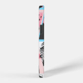 Patchwork tropische flamingo, palmpatroon. iPhone hoesje (Rechterkant)