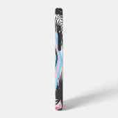 Patchwork tropische flamingo, palmpatroon. iPhone hoesje (Linkerkant)