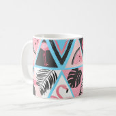 Patchwork tropische flamingo, palmpatroon. koffiemok (Voorkant links)