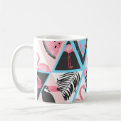 Patchwork tropische flamingo, palmpatroon. koffiemok (Links)