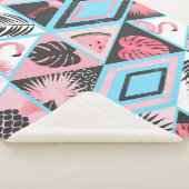 Patchwork tropische flamingo, palmpatroon. sherpa deken (3/4)
