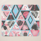 Patchwork tropische flamingo, palmpatroon. sherpa deken (Voorkant (horizontaal))