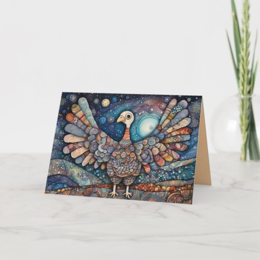 Patchwork Turkije Thanksgiving Wenskaart Kaart (Voorkant)