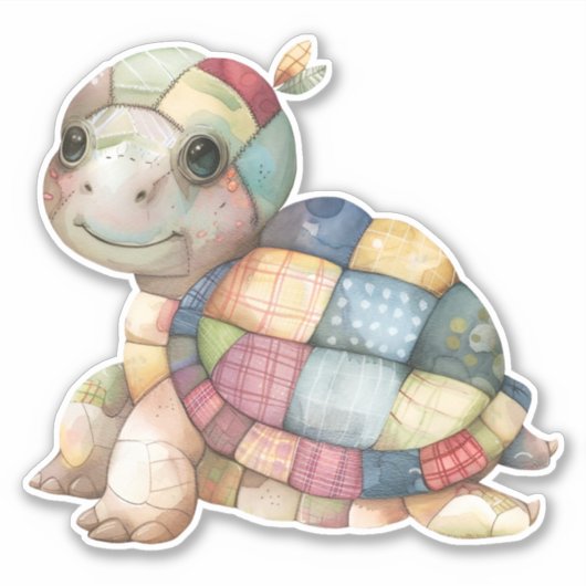 Patchwork Turtle Sticker (Voorkant)