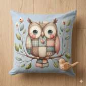 Patchwork Uil in Fantasierijk Woud Kussen