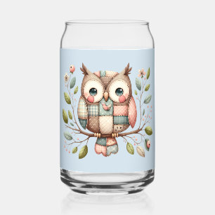 Patchwork Uil in Fantasievol Bos Blikvorm Glas