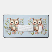 Patchwork Uil in Fantasievol Bos Bureaumat (Keyboard & Muis)