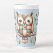 Patchwork Uil in Fantasievol Bos Latte Mok (Voorkant)