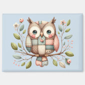 Patchwork Uil in Fantasievol Bos Magneet (Voorkant)