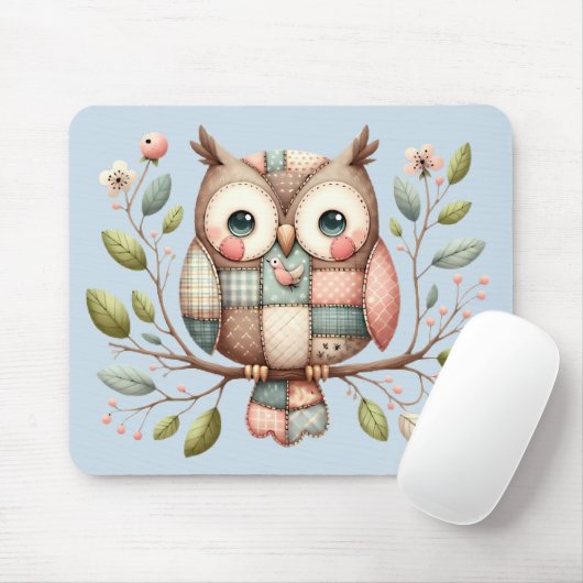 Patchwork Uil in Fantasievol Bos Muismat (Met muis)