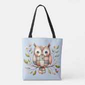 Patchwork Uil in Fantasievol Bos Tote Bag (Achterkant)