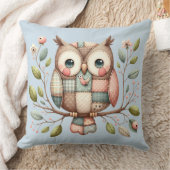 Patchwork Uil in Fantasievol Boslandschap Kussen (Deken)
