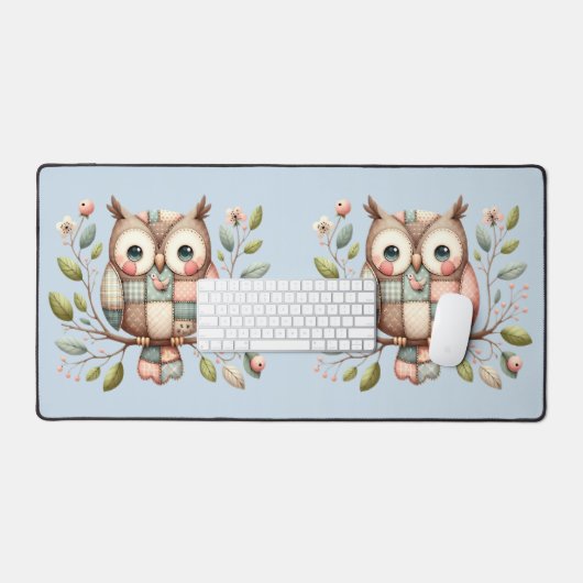 Patchwork Uil in grillig bos Bureaumat (Keyboard & Muis)