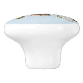 Patchwork Uil in grillig bos Keramische Knop (Zijkant)