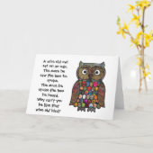Patchwork Uil Kaart met Quote / Gedicht (Gele Bloem)