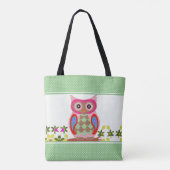 Patchwork Uil Met Stippen Tote Bag (Achterkant)