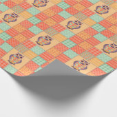 Patchwork Uil Naadloos Patroon Cadeaupapier (Hoek)