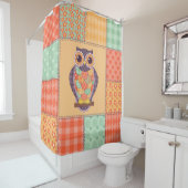 Patchwork Uil Naadloos Patroon Douchegordijn (In situ)