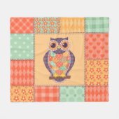 Patchwork Uil Naadloos Patroon Fleece Deken (Voorkant (Horizontaal))