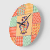Patchwork Uil  Naadloos Patroon Grote Klok (Hoek)
